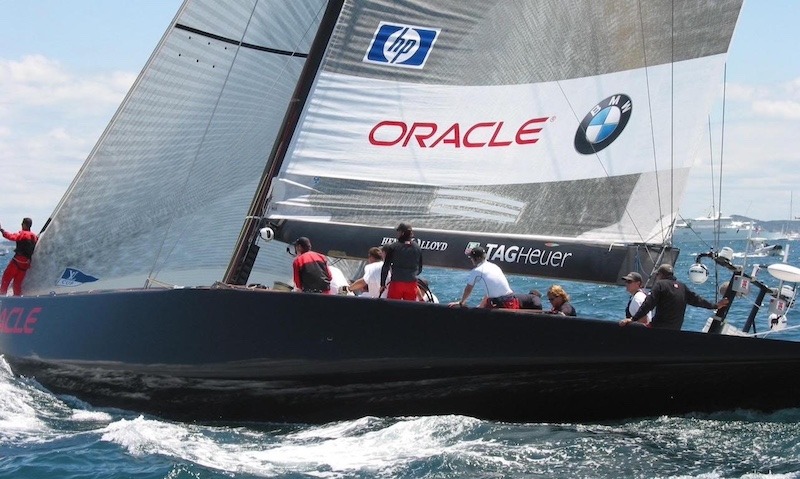 America's Cup boat sailing on the water